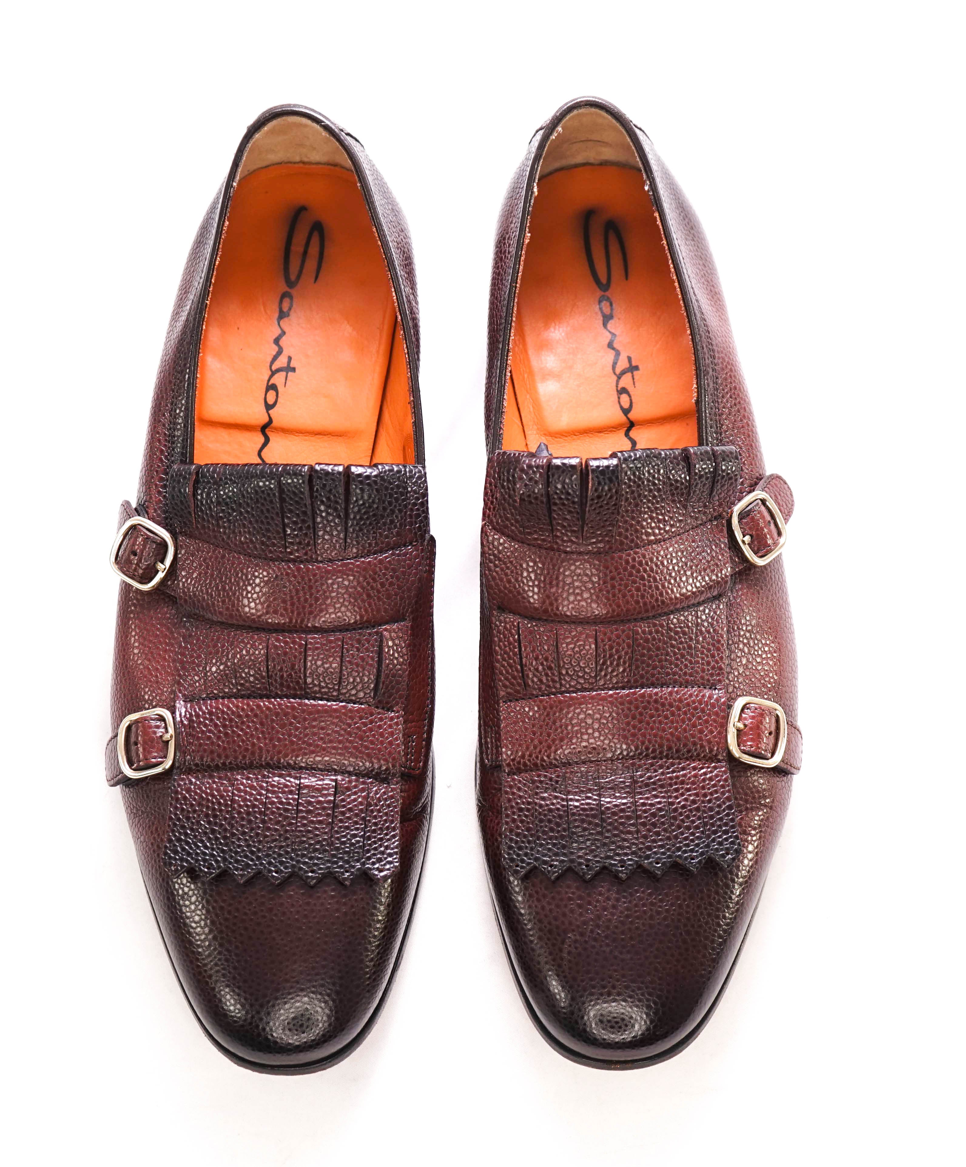 SANTONI - Brown / Burgundy Monk Strap Venetian Loafers - 12 US (11 IT)