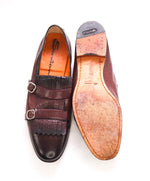 SANTONI - Brown / Burgundy Monk Strap Venetian Loafers - 12 US (11 IT)