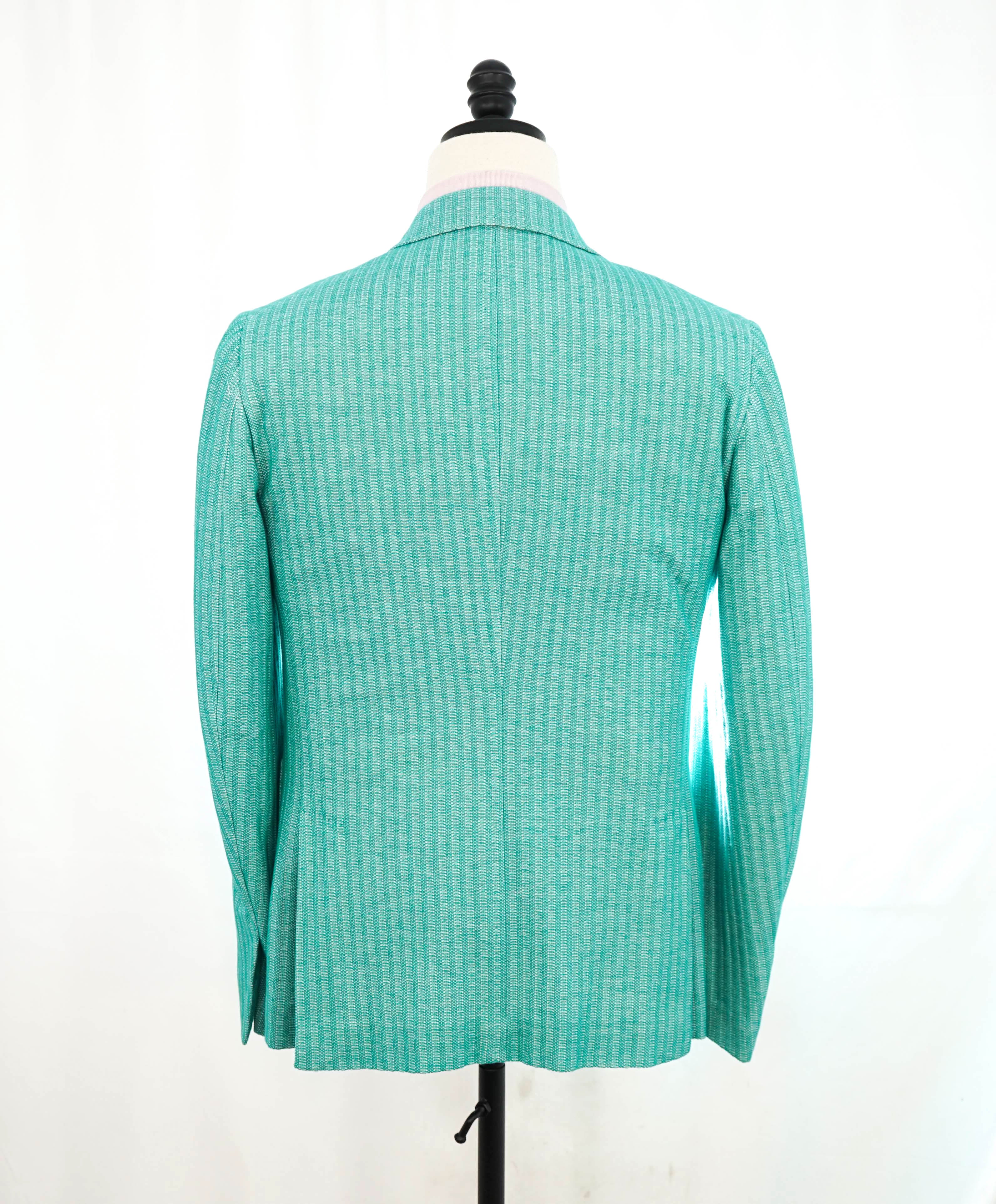 $4,695 ISAIA - Pure Cotton Woven Unlined Bright Mint Green Blazer - 38R (48EU)