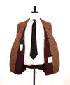 $9,600 KITON - *PURE CASHMERE* Brown Check Plaid RED MOP BUTTON Blazer - 42L