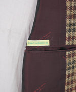 $9,600 KITON - *PURE CASHMERE* Brown Check Plaid RED MOP BUTTON Blazer - 42L