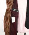 $9,600 KITON - *PURE CASHMERE* Brown Check Plaid RED MOP BUTTON Blazer - 42L