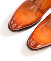 $1,595 SANTONI - "GOODYEAR WELT” Brown Cognac Monk Strap Loafers - 7 US (6 IT)