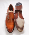 $1,595 SANTONI - "GOODYEAR WELT” Brown Cognac Monk Strap Loafers - 7 US (6 IT)