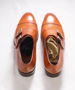 $1,595 SANTONI - "GOODYEAR WELT” Brown Cognac Monk Strap Loafers - 7 US (6 IT)