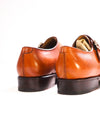 $1,595 SANTONI - "GOODYEAR WELT” Brown Cognac Monk Strap Loafers - 7 US (6 IT)