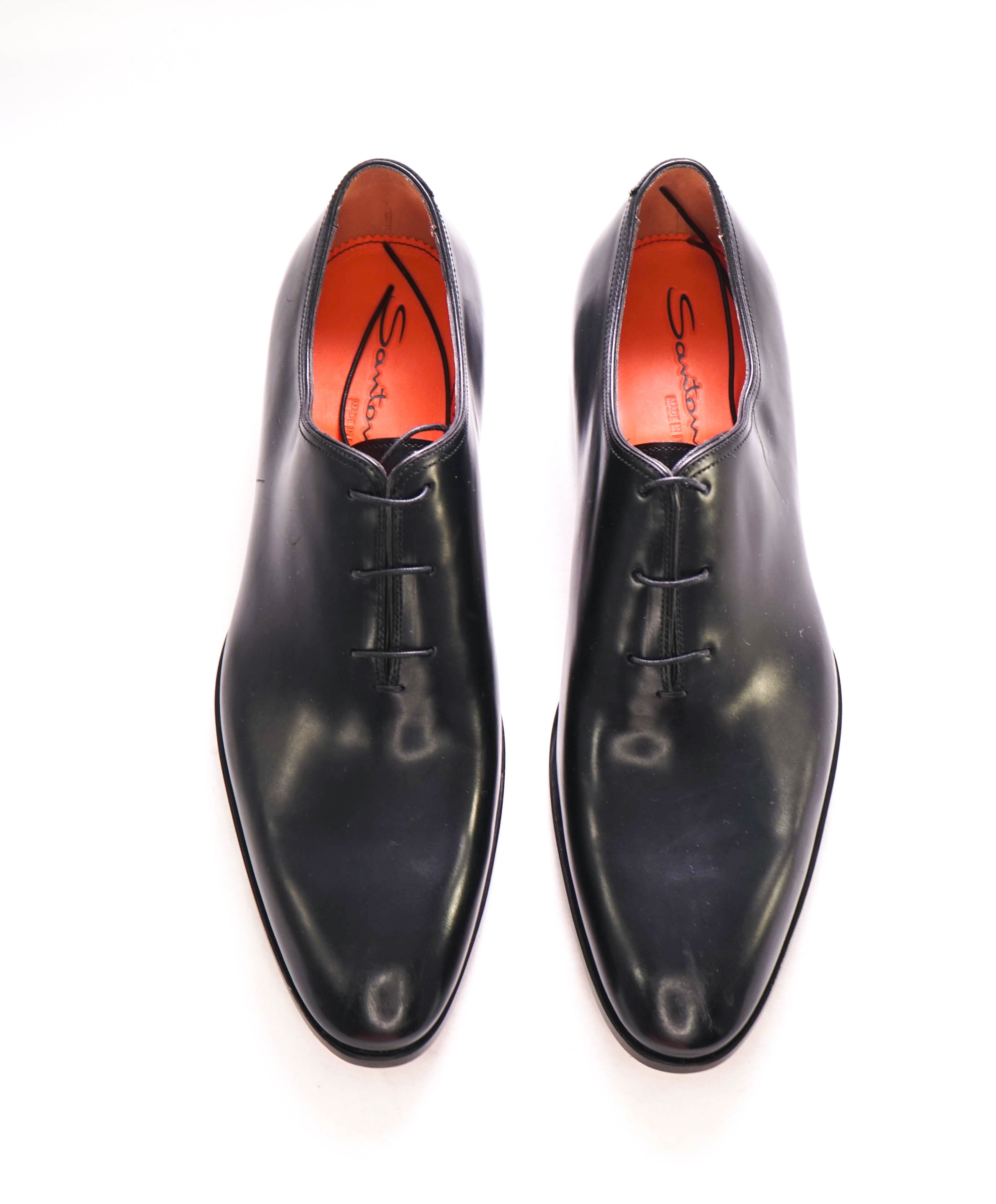 SANTONI - "Calvin" Fatte A Mano Wholecut Black Solid Oxfords - 10 US (9 IT)