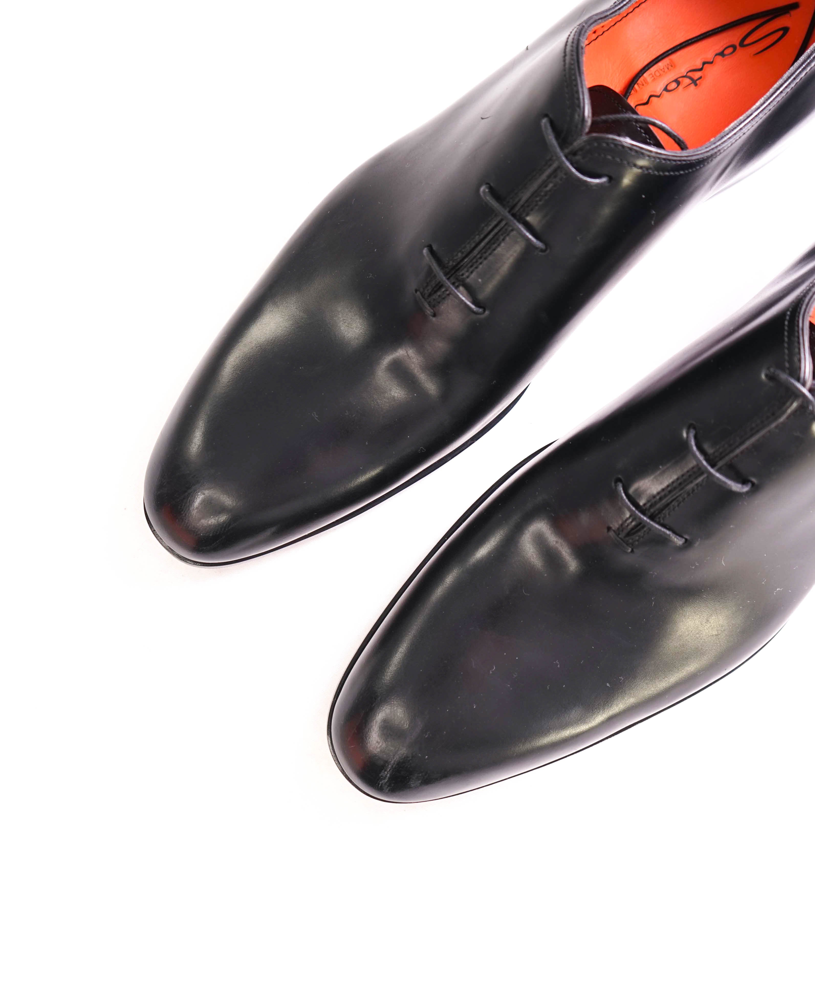 SANTONI - "Calvin" Fatte A Mano Wholecut Black Solid Oxfords - 10 US (9 IT)