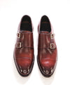 $1,595 SANTONI - "GOODYEAR WELT” Coco Brown Monk Strap Loafers - 7 US (6 IT)