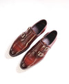 $1,595 SANTONI - "GOODYEAR WELT” Coco Brown Monk Strap Loafers - 7 US (6 IT)