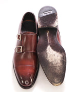 $1,595 SANTONI - "GOODYEAR WELT” Coco Brown Monk Strap Loafers - 7 US (6 IT)