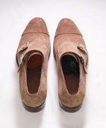 $1,595 SANTONI - "GOODYEAR WELT” Brown Suede Monk Strap Loafers -10.5 US (9.5 IT)