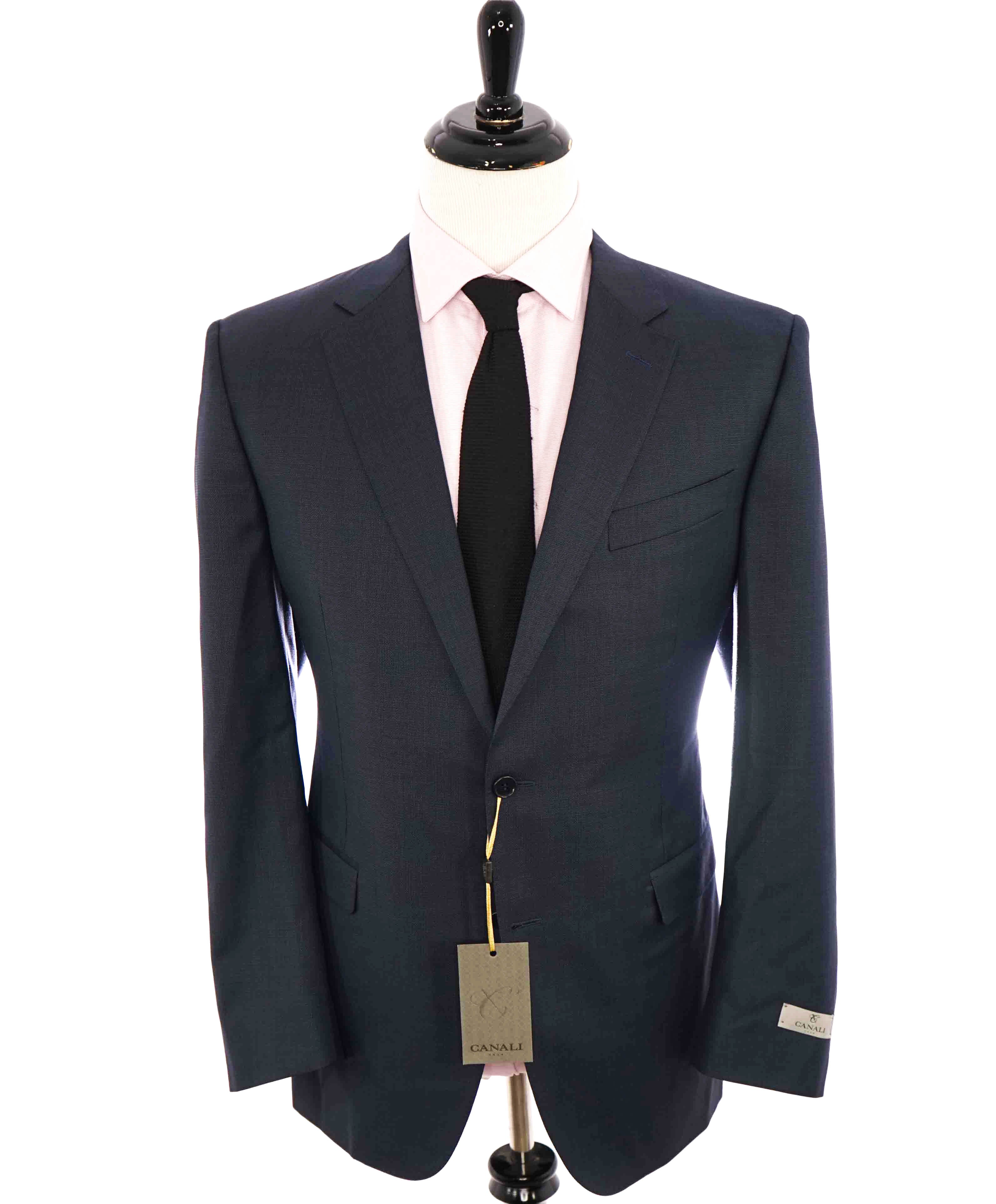 $2,000 CANALI - Blue *CLOSET STAPLE* Geometric Texture Notch Lapel Suit - 48R