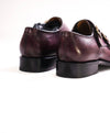 $1,595 SANTONI - "GOODYEAR WELT” Eggplant Brown Monk Strap Loafers - 7 US (6 IT)