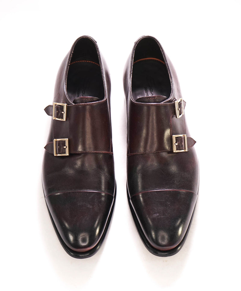 $1,595 SANTONI - "GOODYEAR WELT” Brown Monk Strap Loafers - 6 US (5 IT)