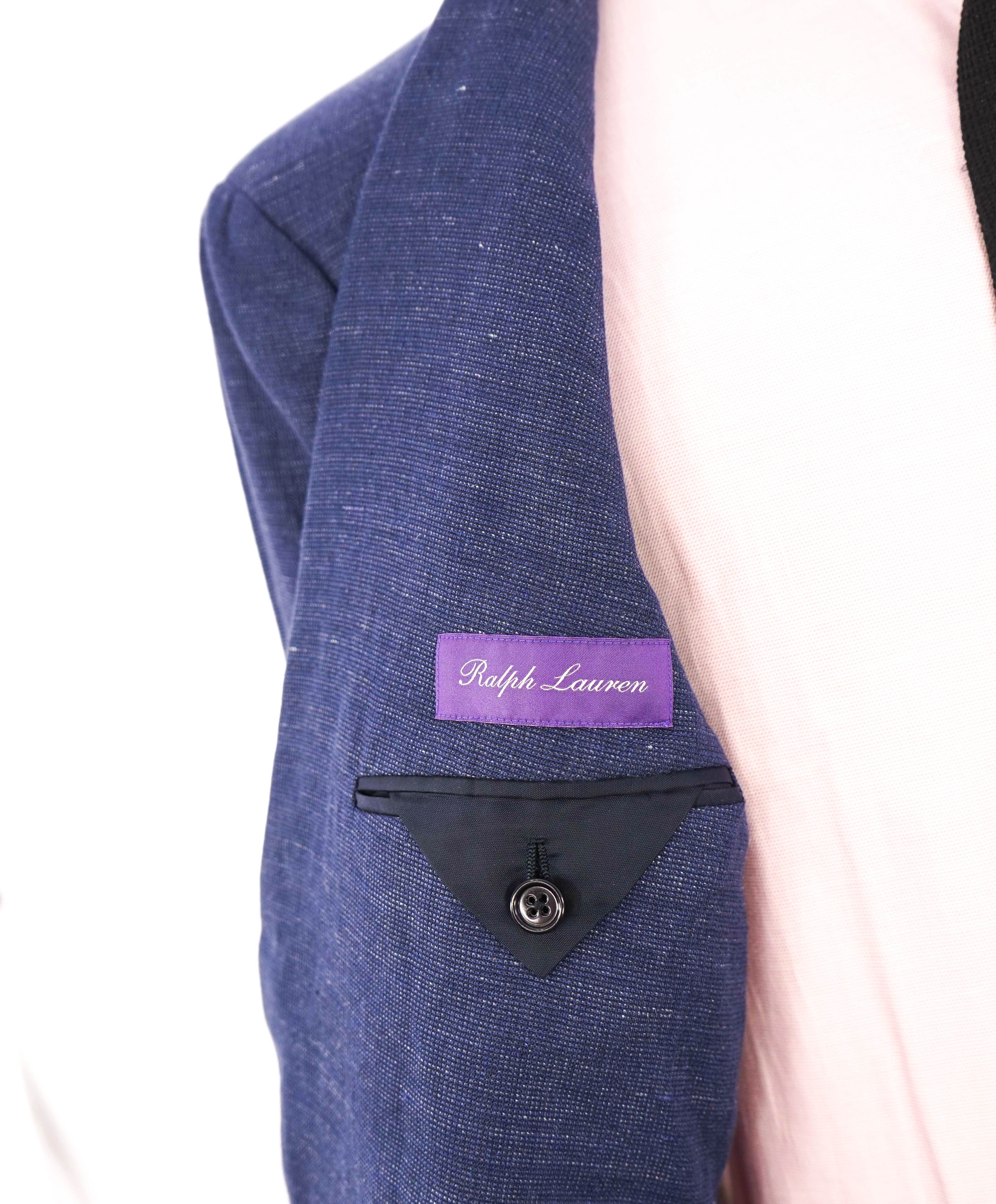 $2,695 RALPH LAUREN PURPLE LABEL - *CLOSET STAPLE* Blue LINEN Blazer - 44R