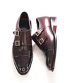 $1,595 SANTONI - "GOODYEAR WELT” Brown Monk Strap Loafers - 6 US (5 IT)