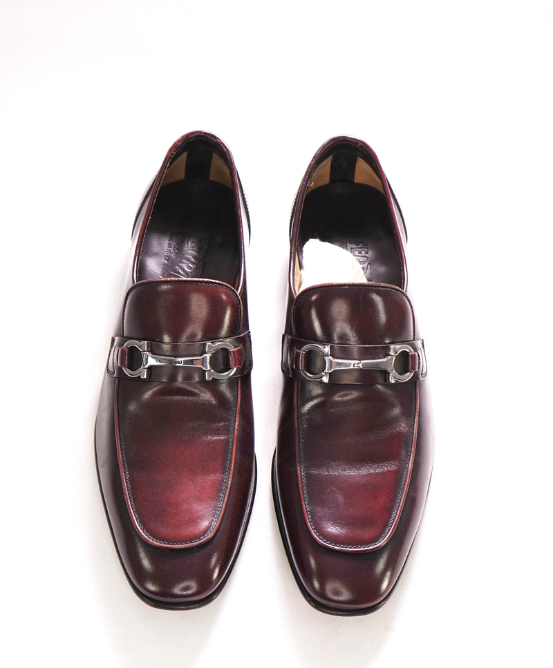 $850 SALVATORE FERRAGAMO - Oxblood Leather Gancini Logo Loafer- 7 D