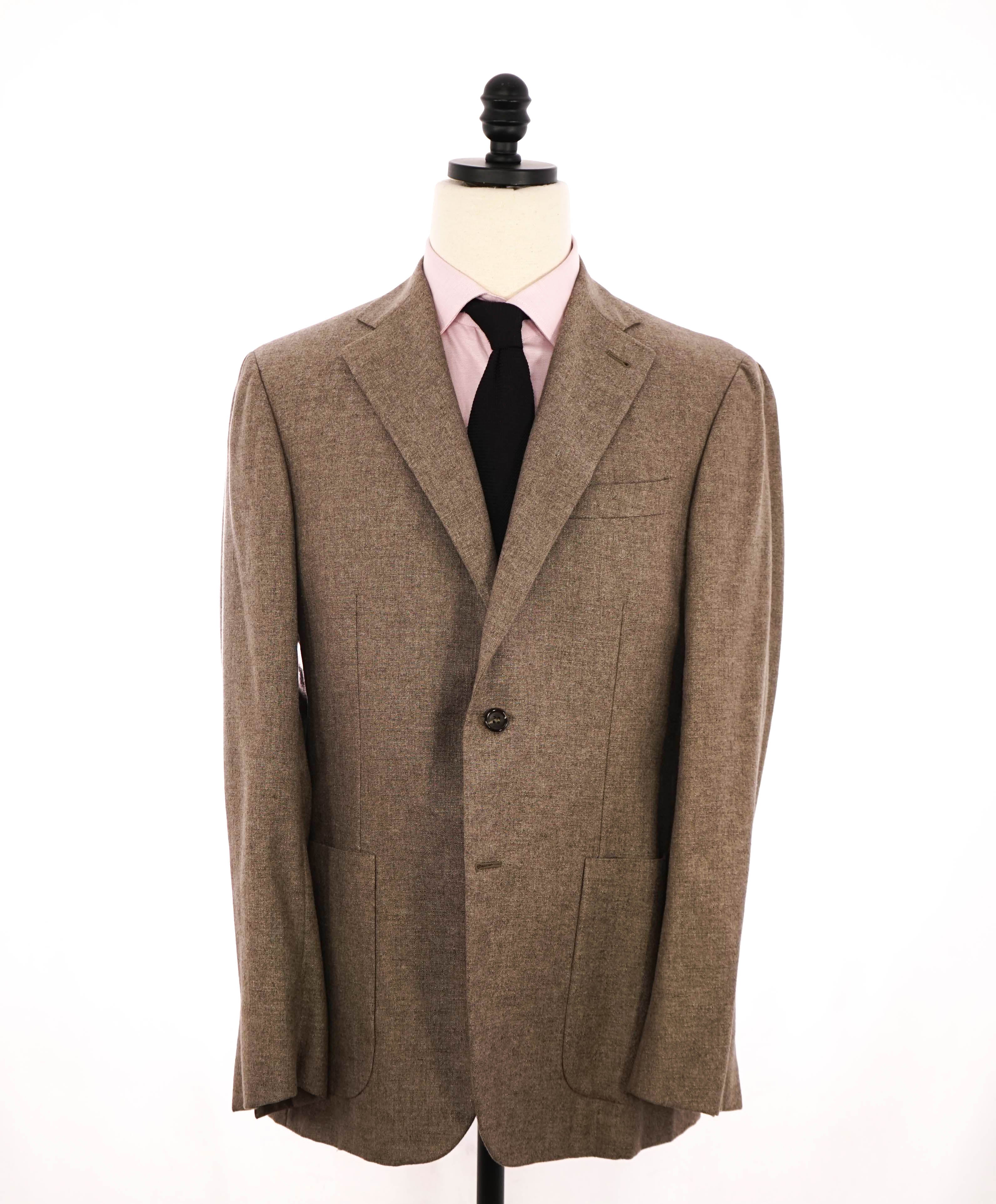 $2,395 CANALI - CASHMERE / SILK Neutral Brown Coat / Blazer - 40R