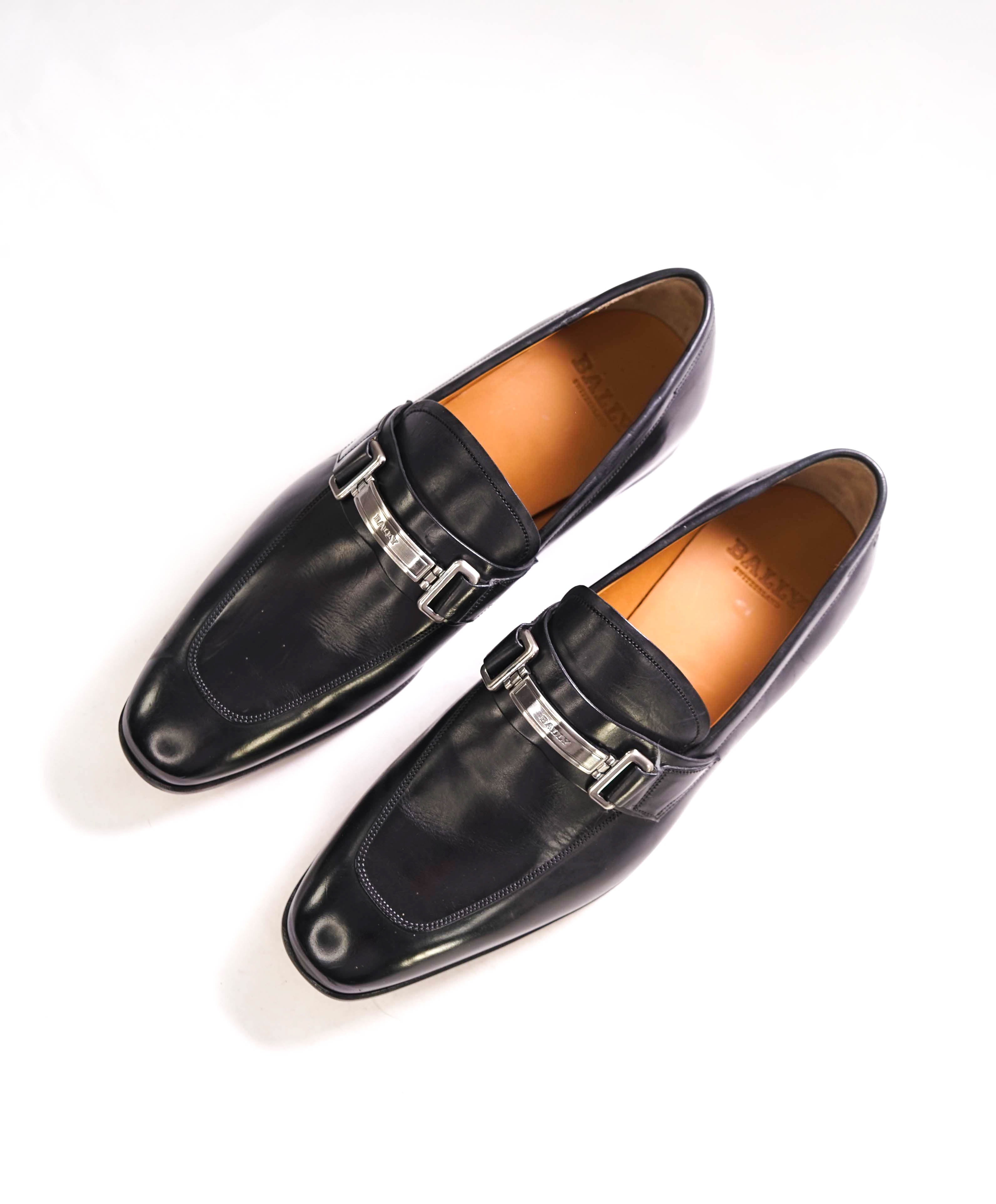 BALLY - Horse-bit Logo Black SLip-On Round Toe Loafers - 8.5 US (7.5 UK)