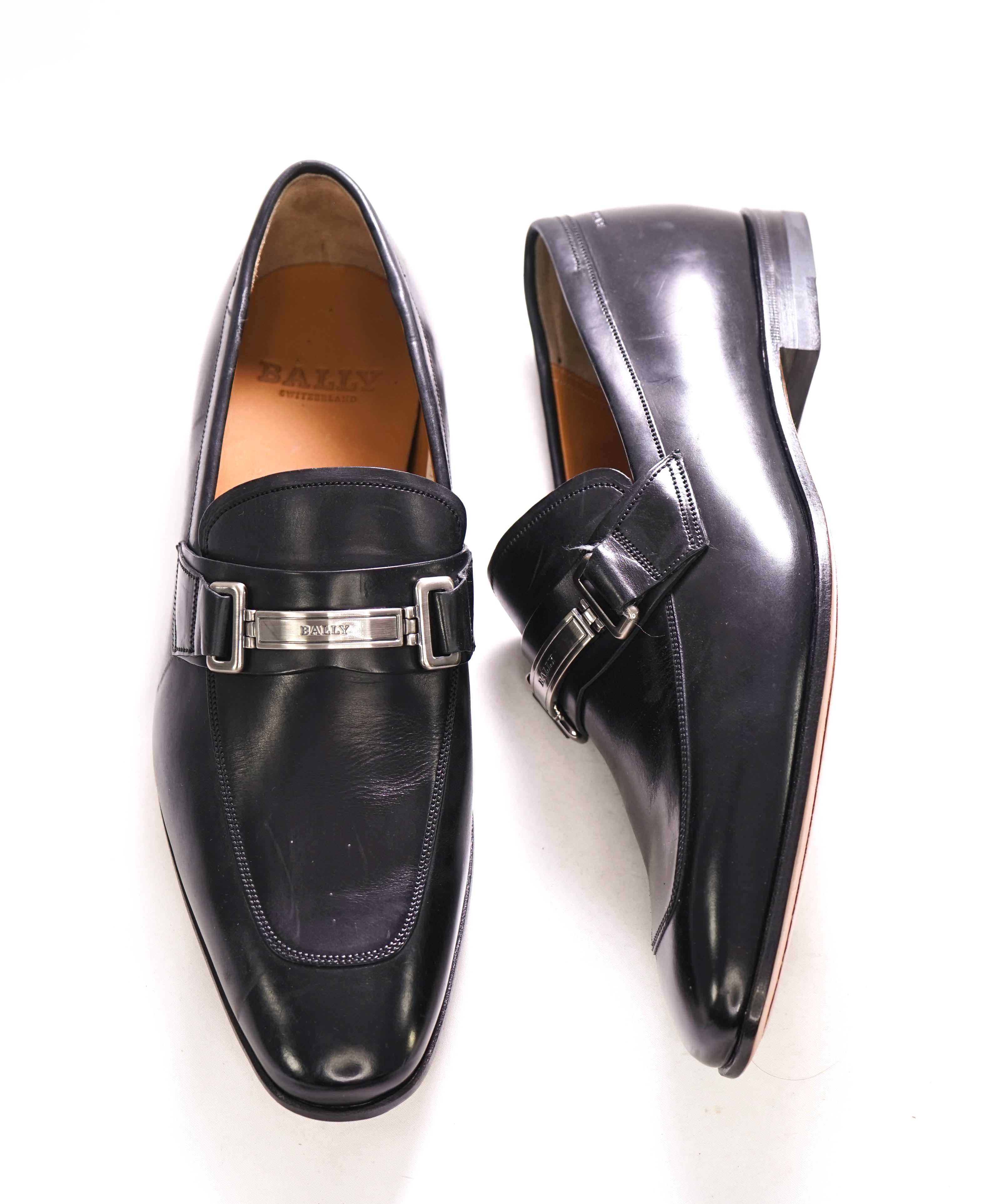 BALLY - Horse-bit Logo Black SLip-On Round Toe Loafers - 8.5 US (7.5 UK)