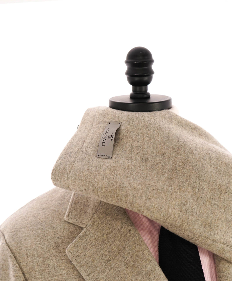 $2,195 CANALI - Wool/CASHMERE Neutral Suede Accent Coat/Blazer - 44R