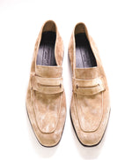 $960 ERMENEGILDO ZEGNA - Neutral Sand Suede L'Asola Penny Loafers - 8 US 7EU