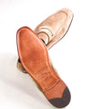 $960 ERMENEGILDO ZEGNA - Neutral Sand Suede L'Asola Penny Loafers - 8 US 7EU