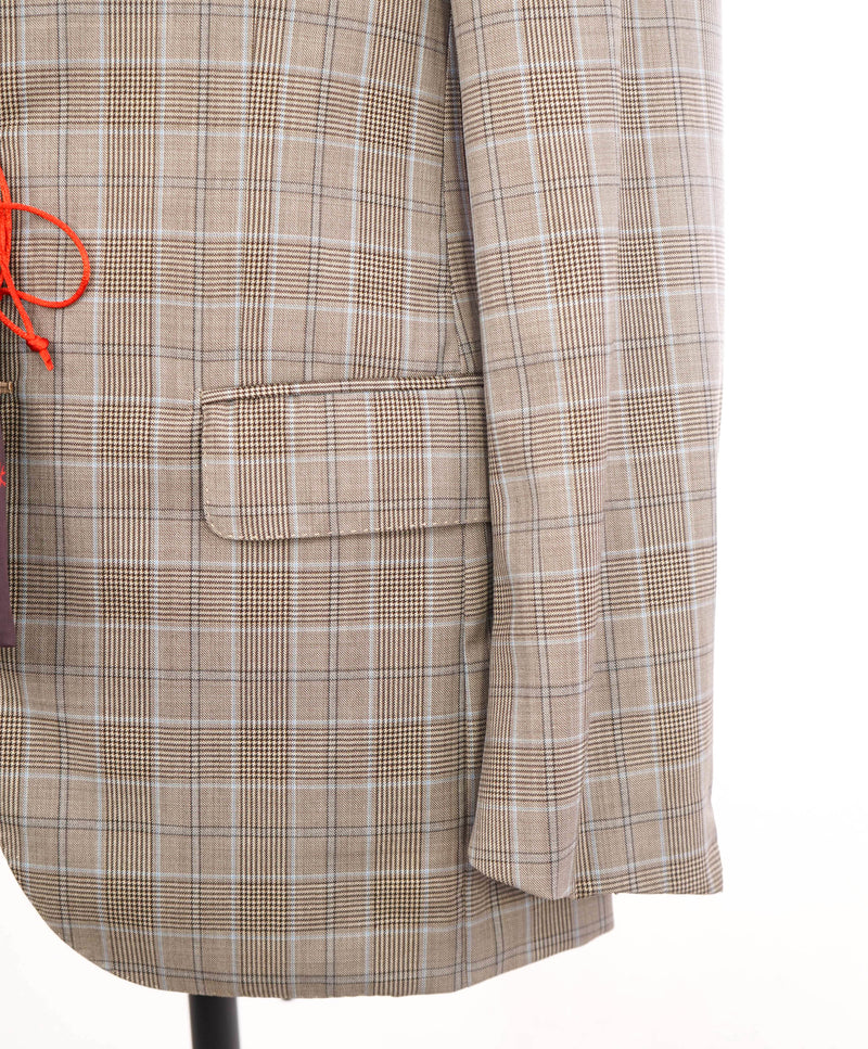 $4,295 ISAIA - Neutral Check *SUMMER SUIT* Semi-Lined Coral Pin Suit - 38R