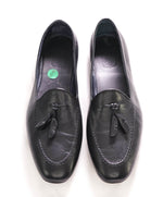 $960 ERMENEGILDO ZEGNA - Black Leather Tassel Unlined Loafers - 8.5 US 7.5EU