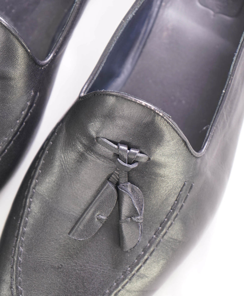 $960 ERMENEGILDO ZEGNA - Black Leather Tassel Unlined Loafers - 8.5 US 7.5EU