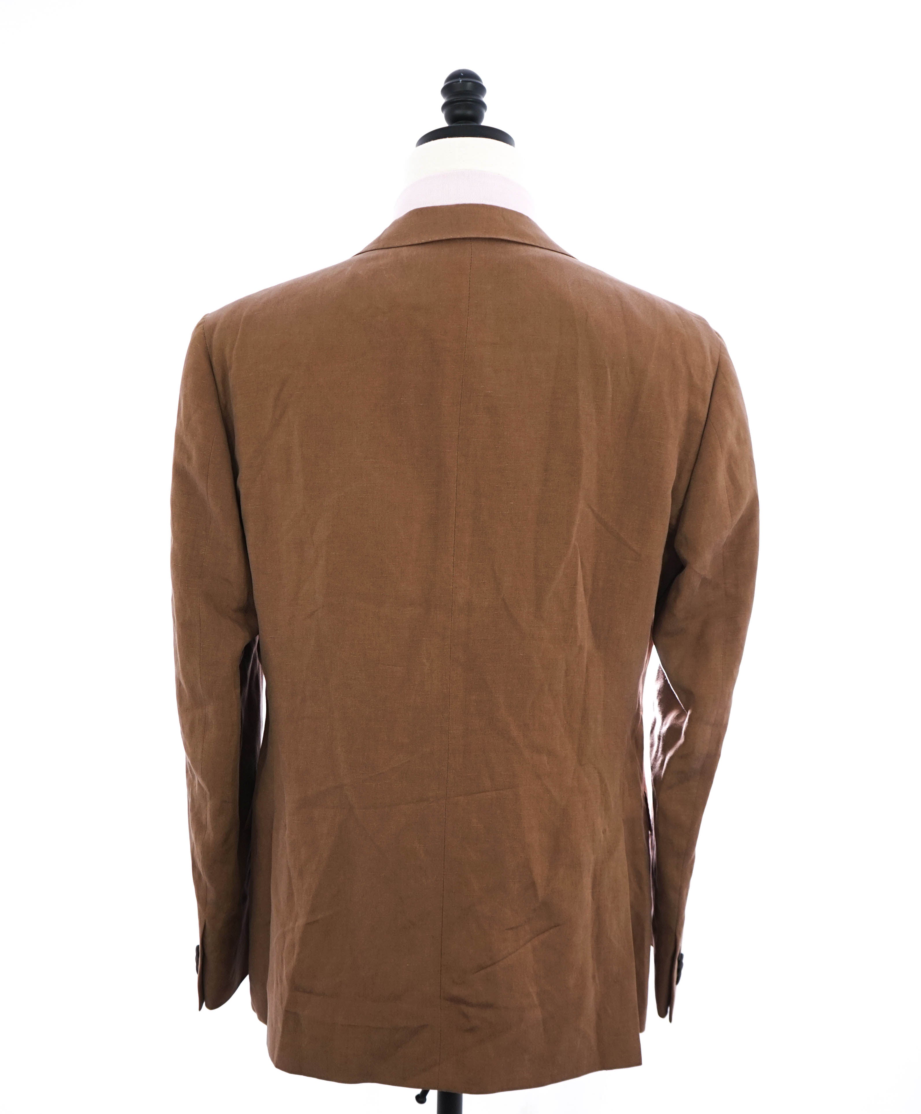 CORNELIANI - Brown LINEN/SILK Semi Lined Brown MOP Button Suit - 40R