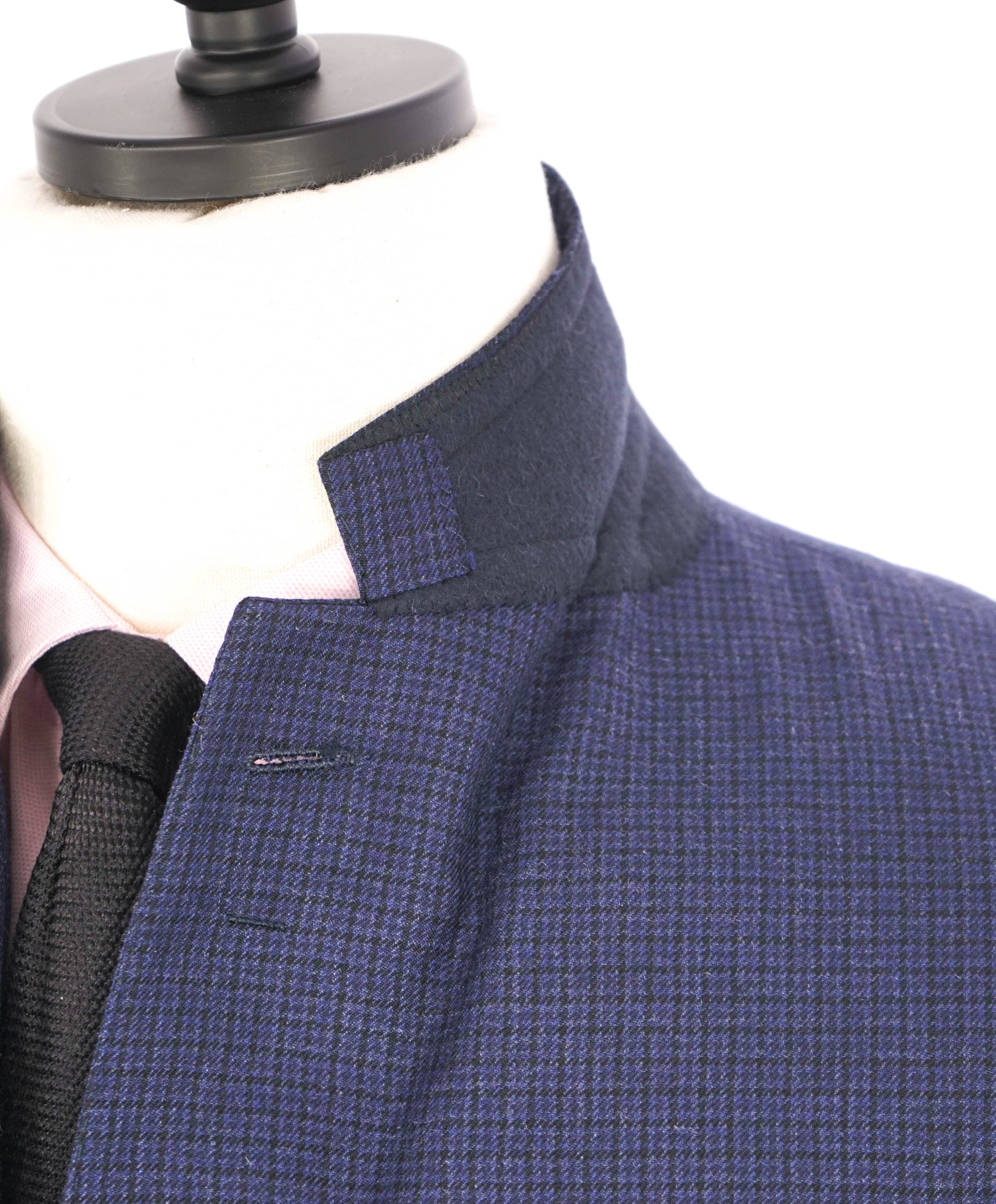 $2,695 RALPH LAUREN PURPLE LABEL - *CLOSET STAPLE* Blue Micro Check Blazer - 38S