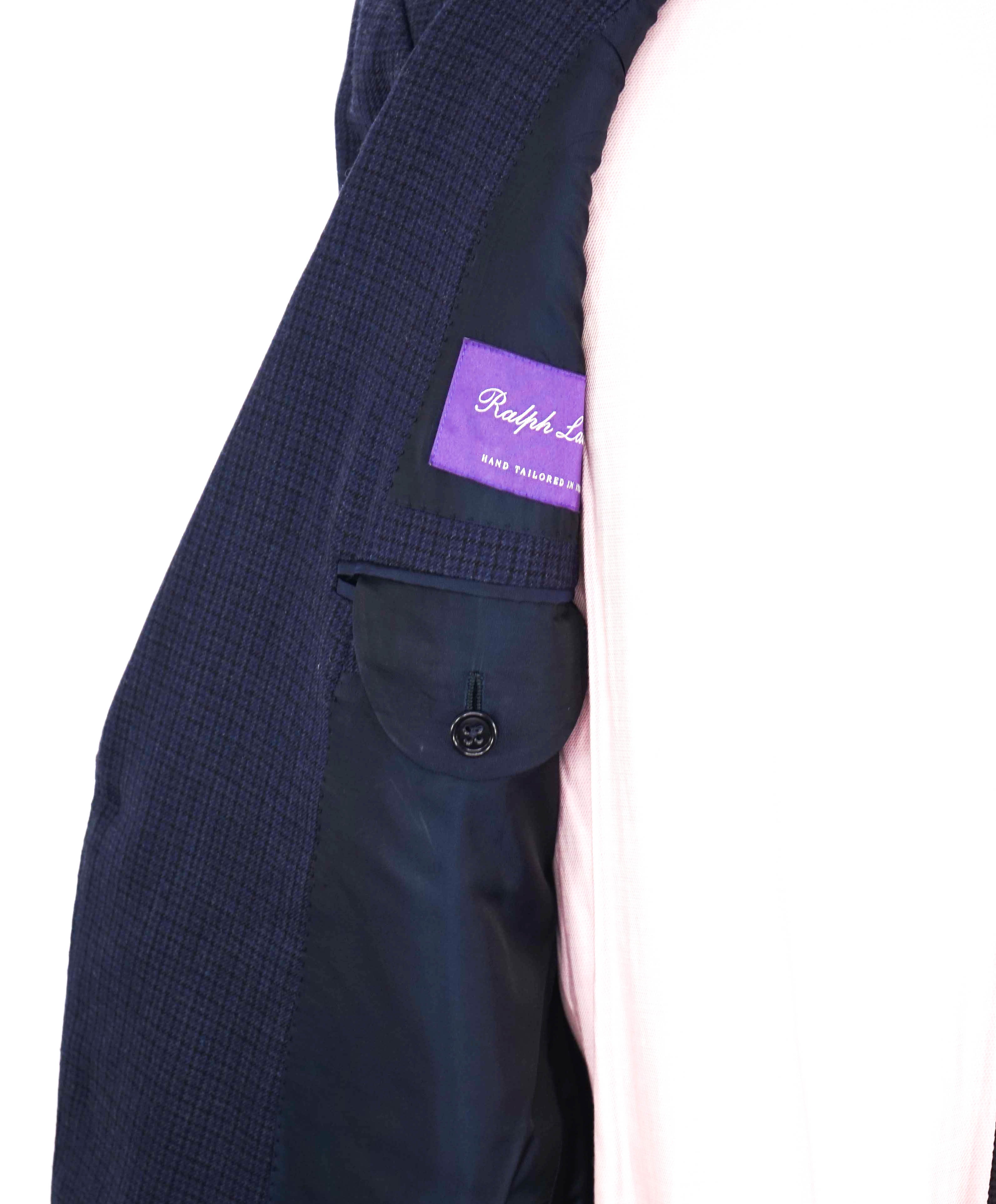 $2,695 RALPH LAUREN PURPLE LABEL - *CLOSET STAPLE* Blue Micro Check Blazer - 38S