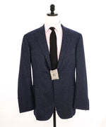 $1,895 CANALI - "KEI" Medium Blue HERRINGBONE Unlined Wool Blazer - 46L