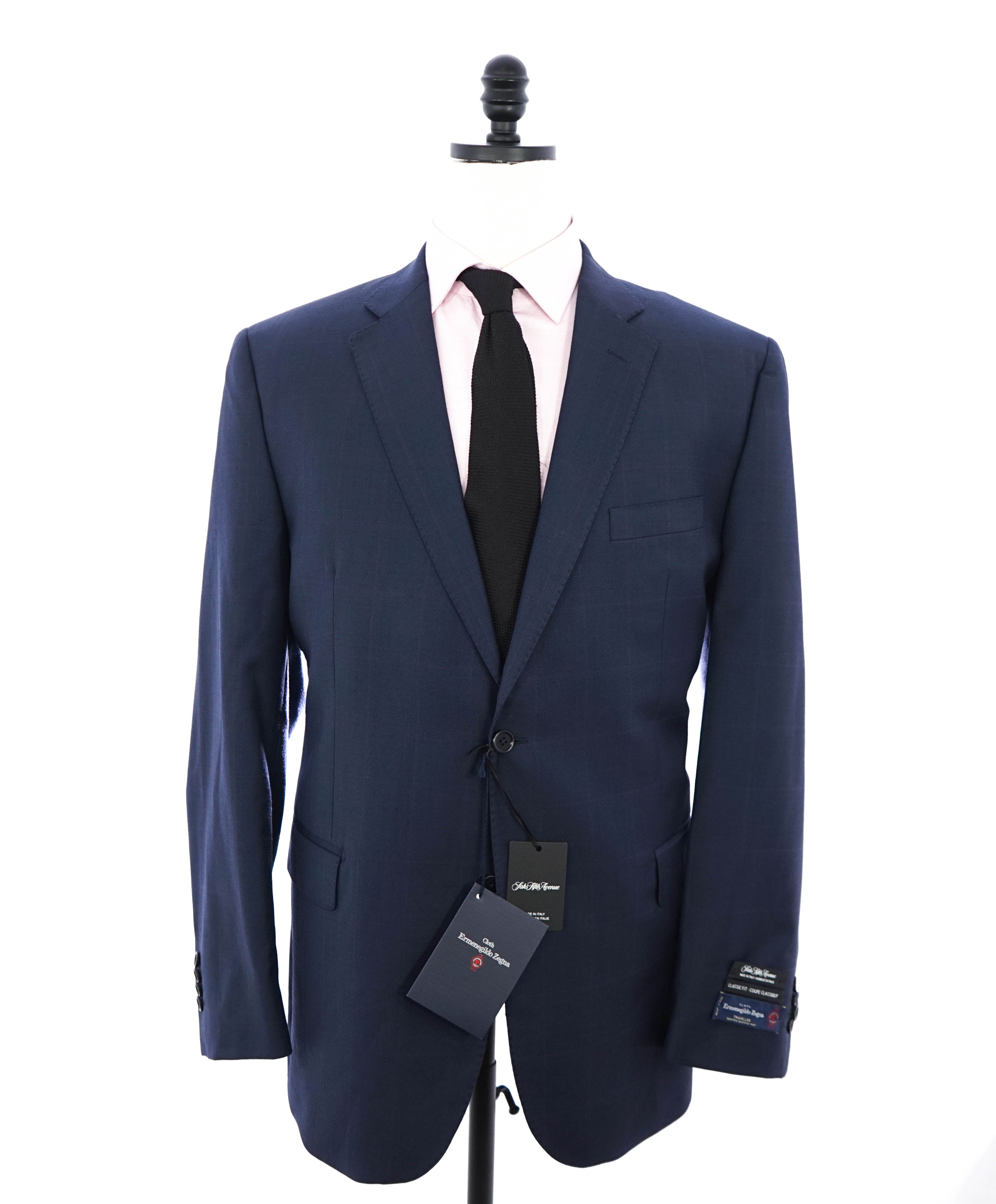 ERMENEGILDO ZEGNA - SAKS FIFTH AVENUE "Classic" Blue Check Suit - 46R