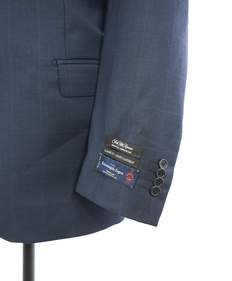 ERMENEGILDO ZEGNA - SAKS FIFTH AVENUE "Classic" Blue Check Suit - 46R