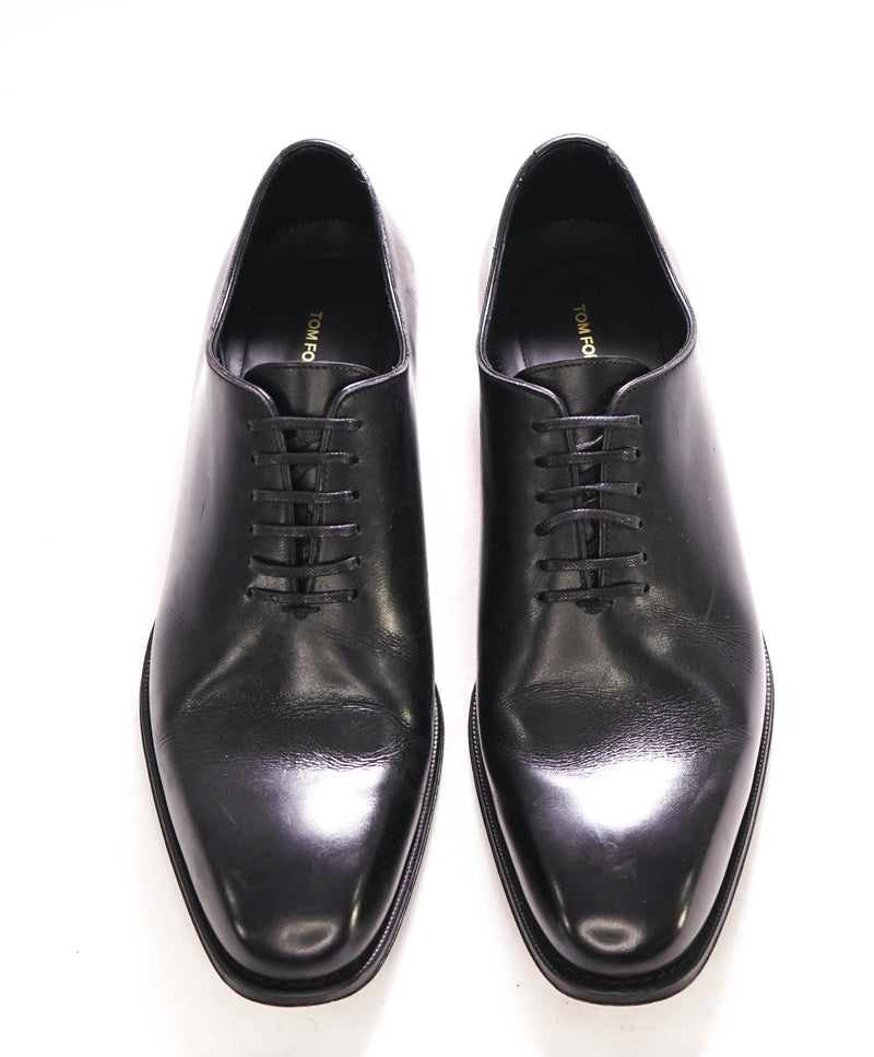 $1,890 TOM FORD - "ELKAN" Black Leather WHOLECUT Oxfords - 10.5 US (10 TF)