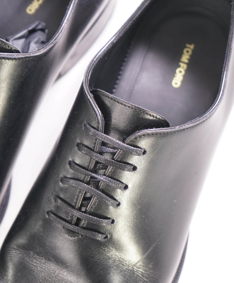 $1,890 TOM FORD - "ELKAN" Black Leather WHOLECUT Oxfords - 10.5 US (10 TF)