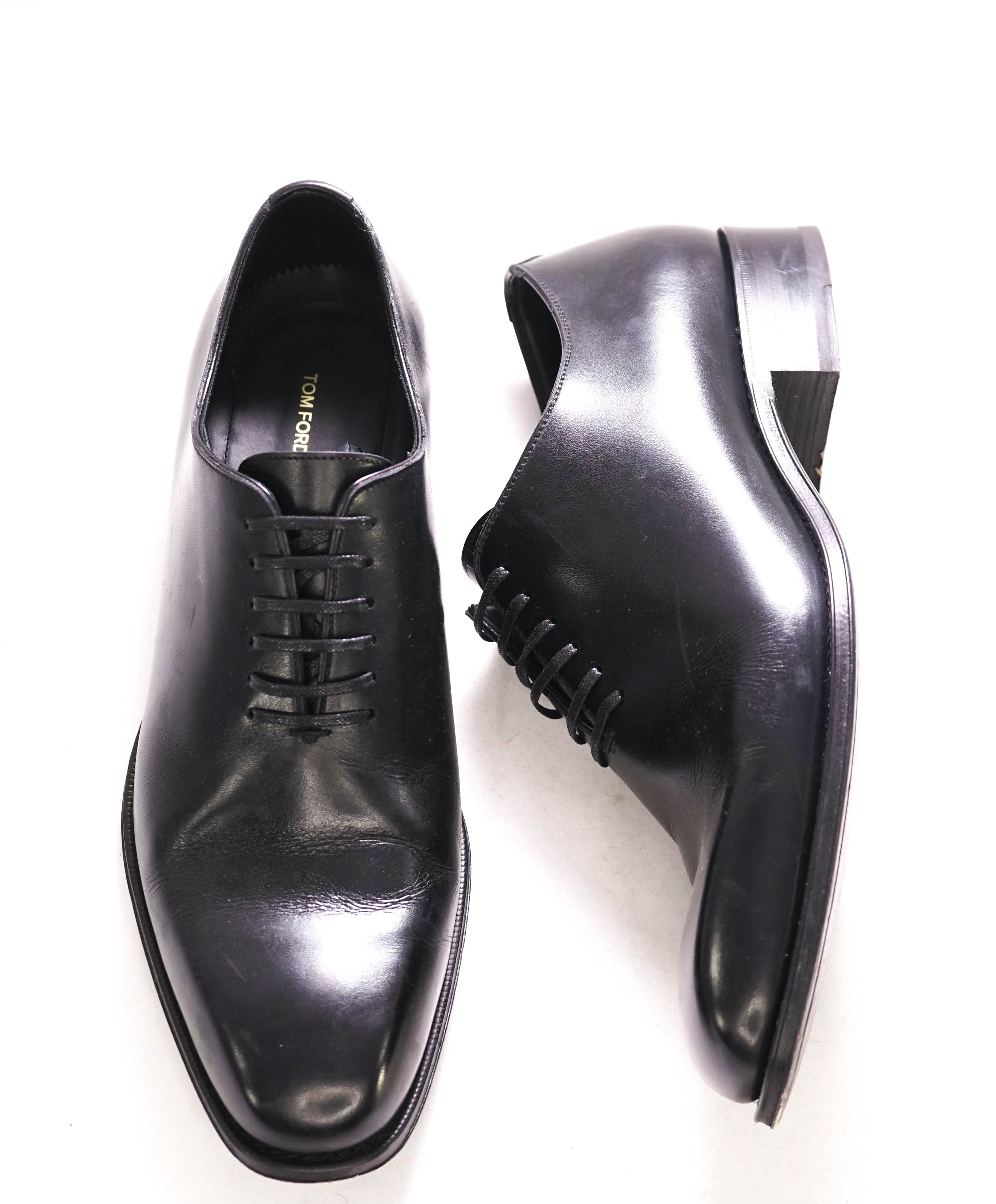 $1,890 TOM FORD - "ELKAN" Black Leather WHOLECUT Oxfords - 10.5 US (10 TF)