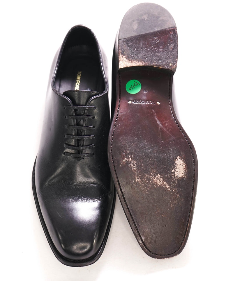 $1,890 TOM FORD - "ELKAN" Black Leather WHOLECUT Oxfords - 10.5 US (10 TF)