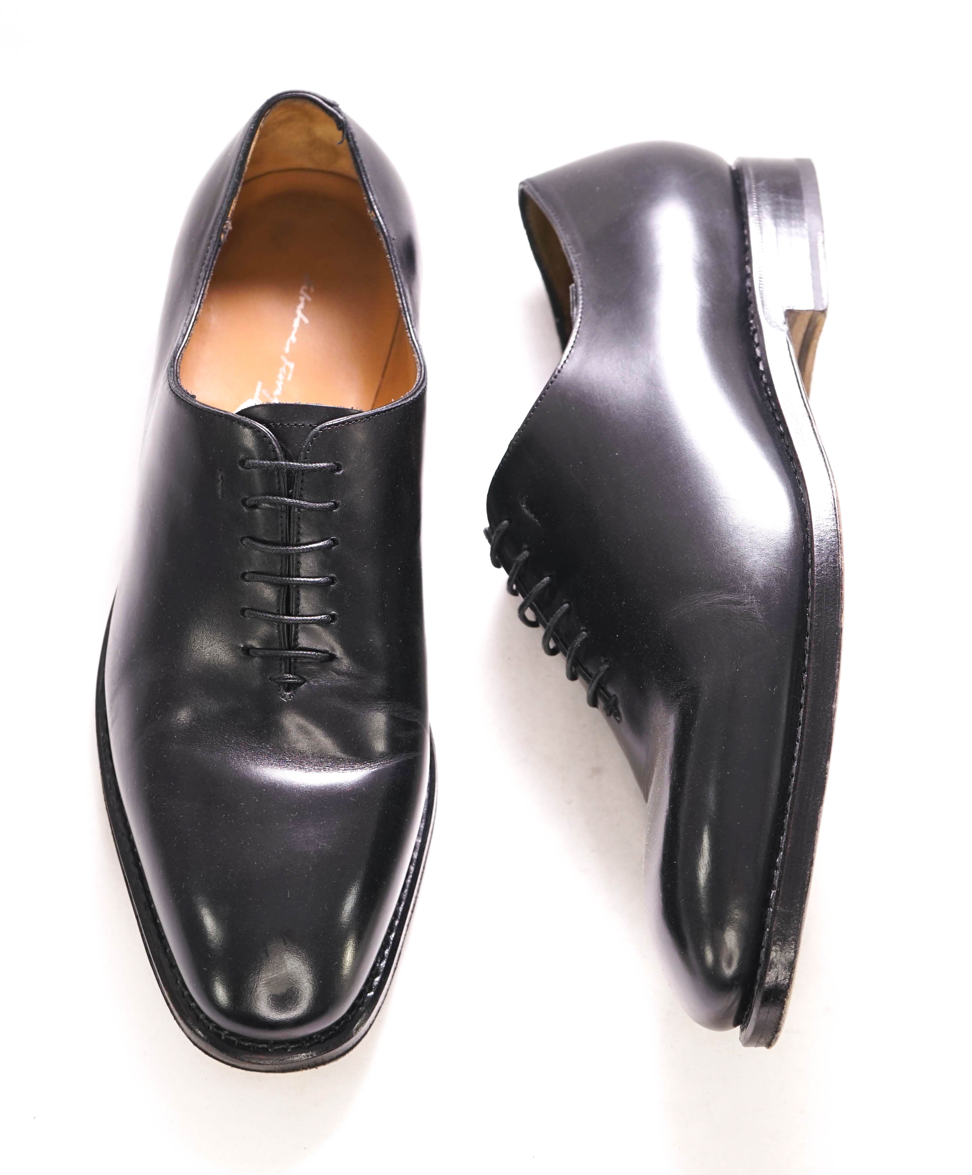 SALVATORE FERRAGAMO - "TRAMEZZA CARMELO" Black Whole Cut Oxfords - 7.5 EEE