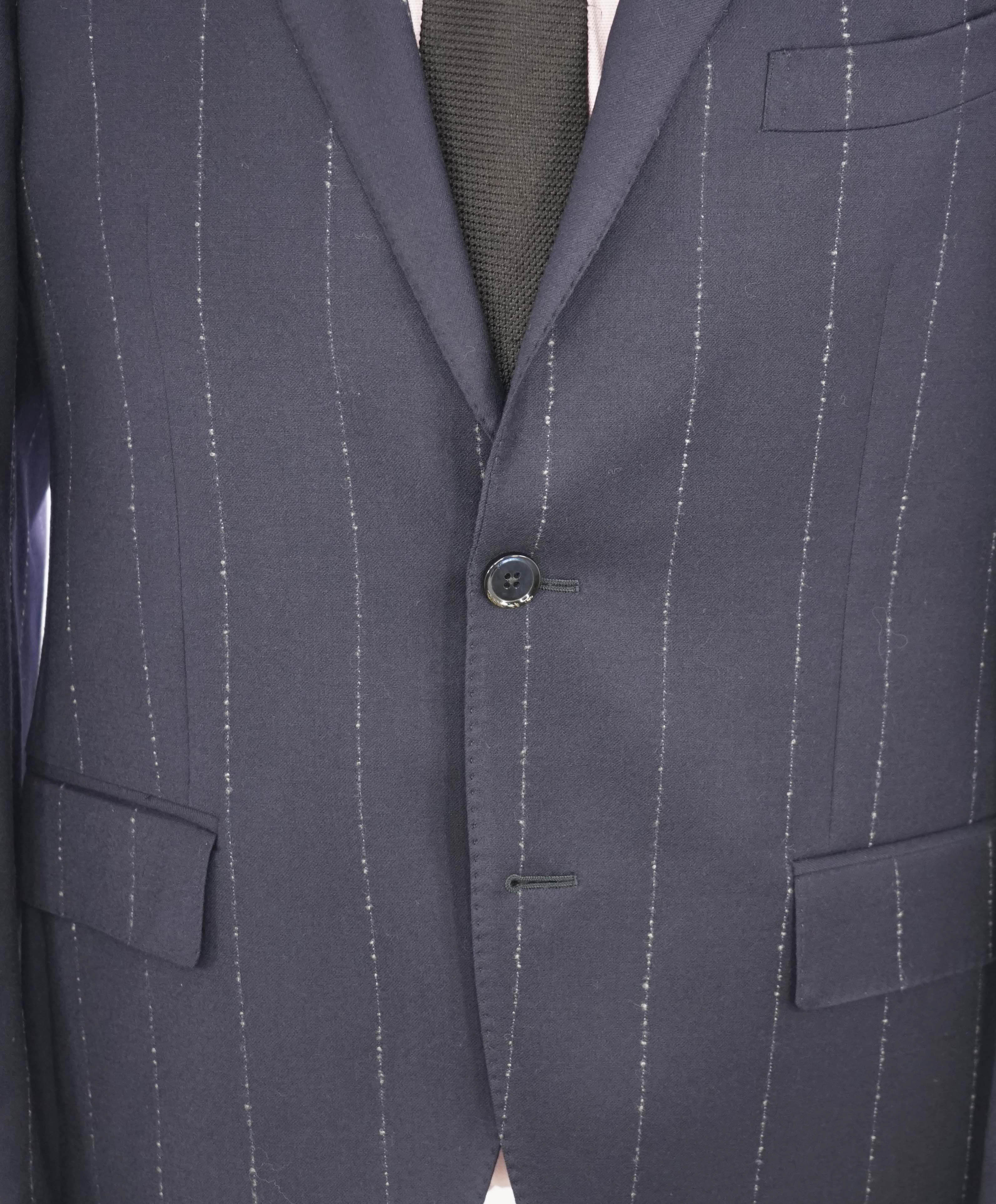 L.B.M. 1911 - Luigi Bianchi NAVY CHALK STRIPE Flannel Unlined Suit - 40R