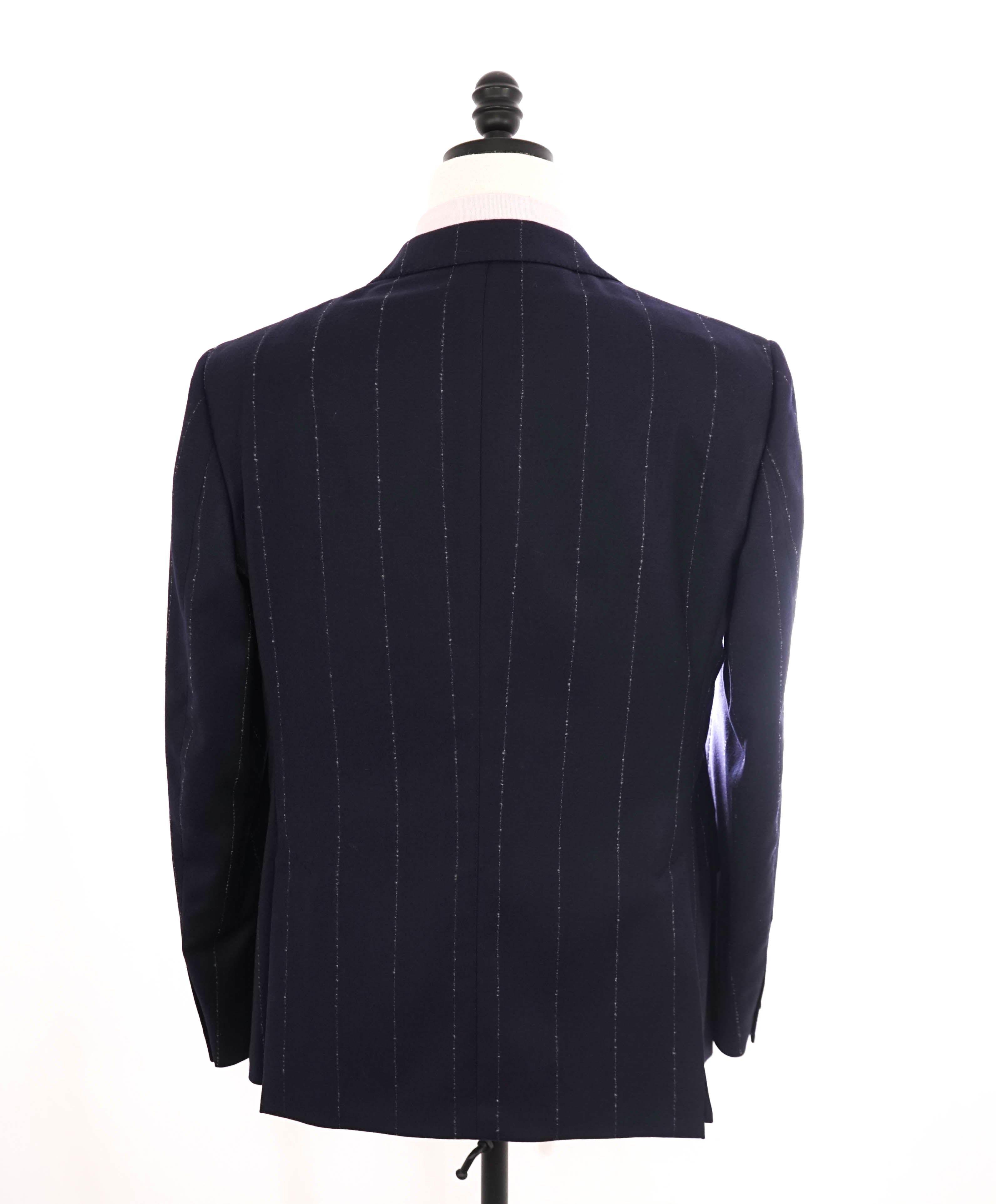 L.B.M. 1911 - Luigi Bianchi NAVY CHALK STRIPE Flannel Unlined Suit - 40R