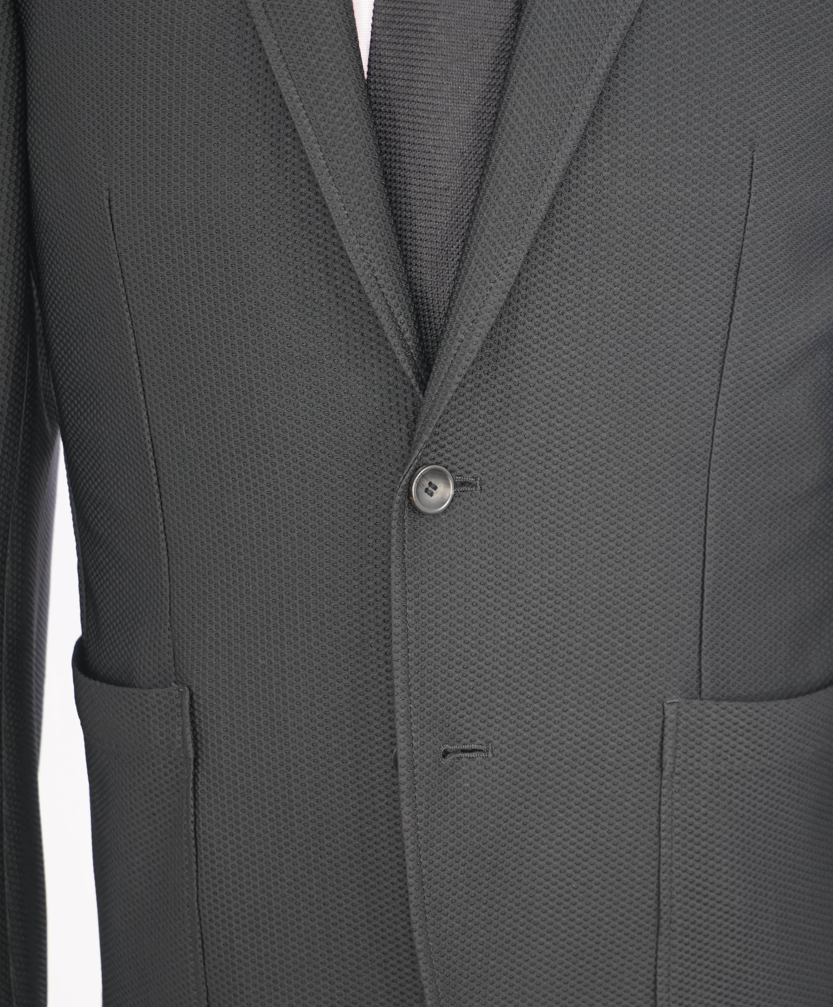 $1,495 ARMANI COLLEZIONI - Black Net Jersey Style Breathable SLIM Blazer- 40R