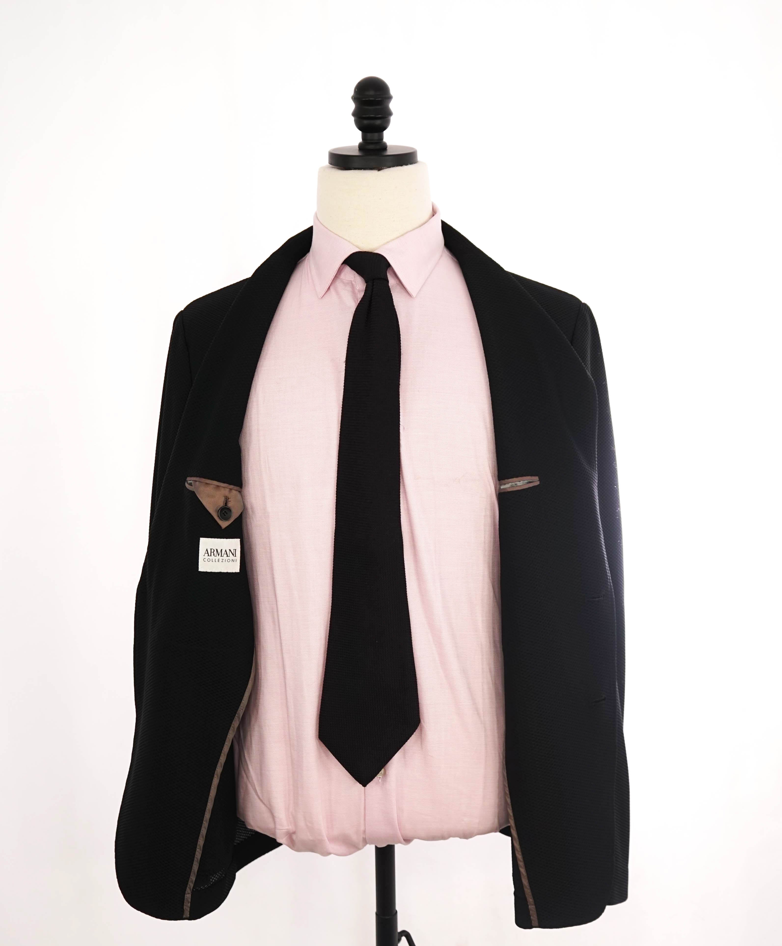 $1,495 ARMANI COLLEZIONI - Black Net Jersey Style Breathable SLIM Blazer- 40R