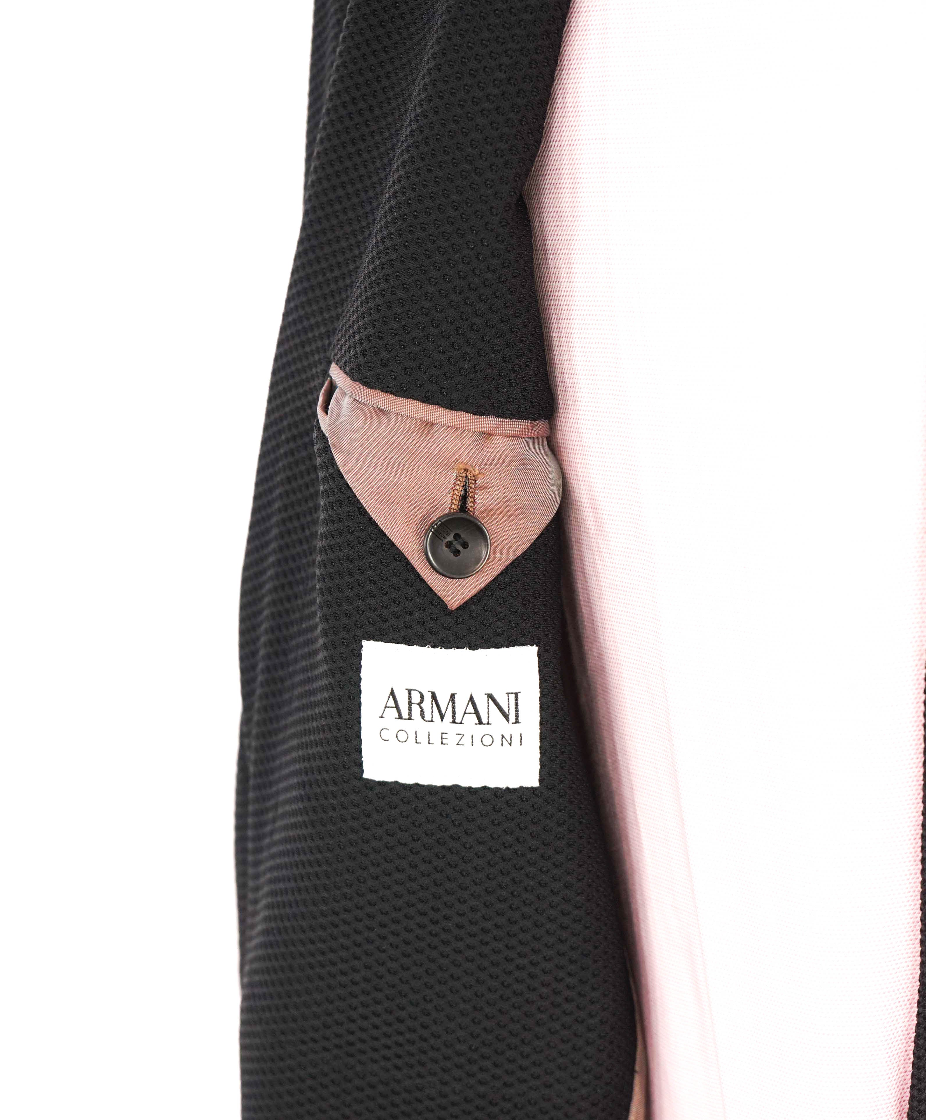 $1,495 ARMANI COLLEZIONI - Black Net Jersey Style Breathable SLIM Blazer- 40R