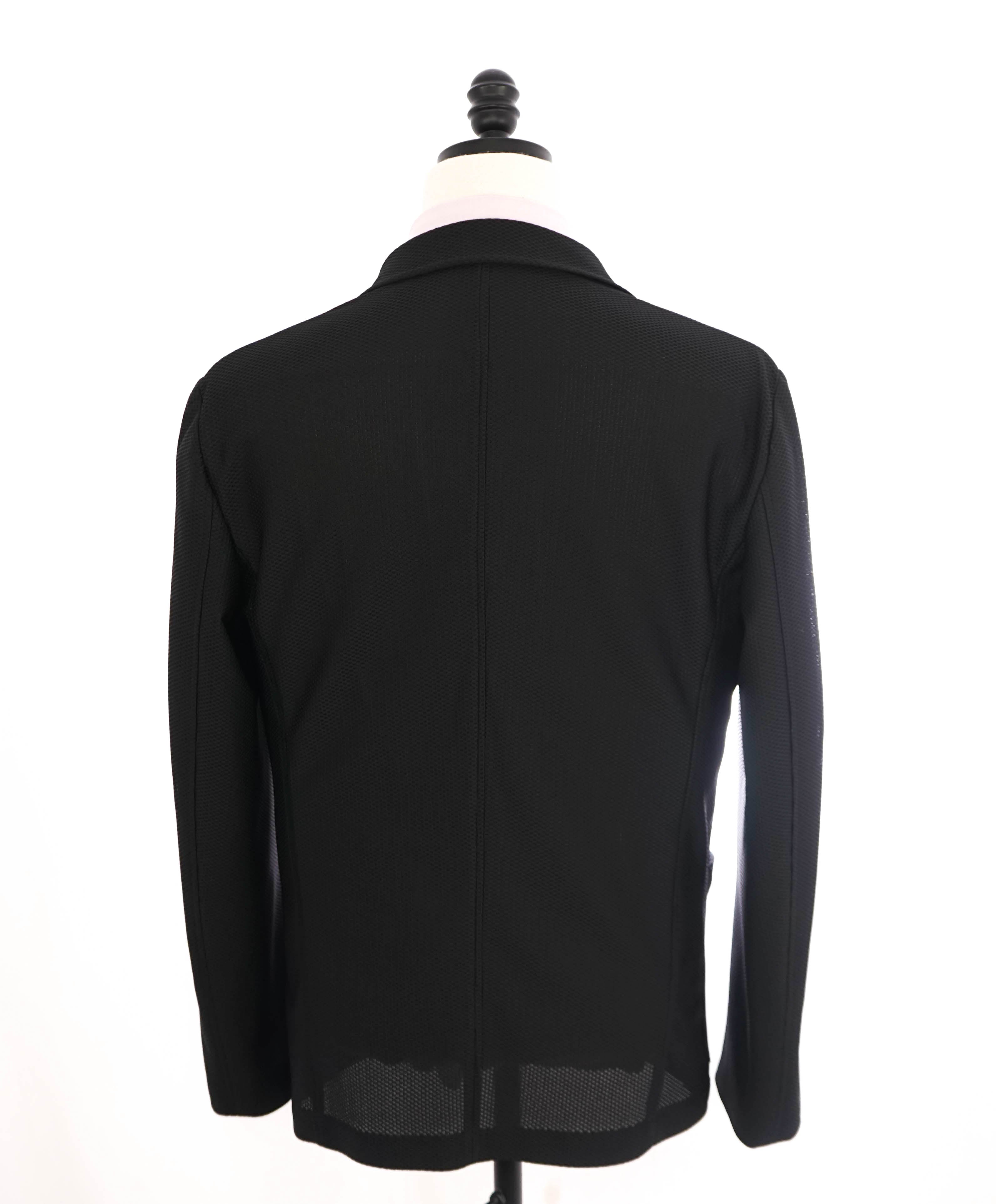 $1,495 ARMANI COLLEZIONI - Black Net Jersey Style Breathable SLIM Blazer- 40R