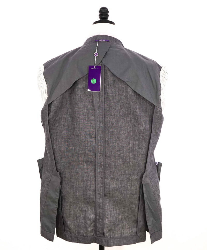 $2,695 RALPH LAUREN PURPLE LABEL - *CLOSET STAPLE* Gray LINEN Blazer - 44L