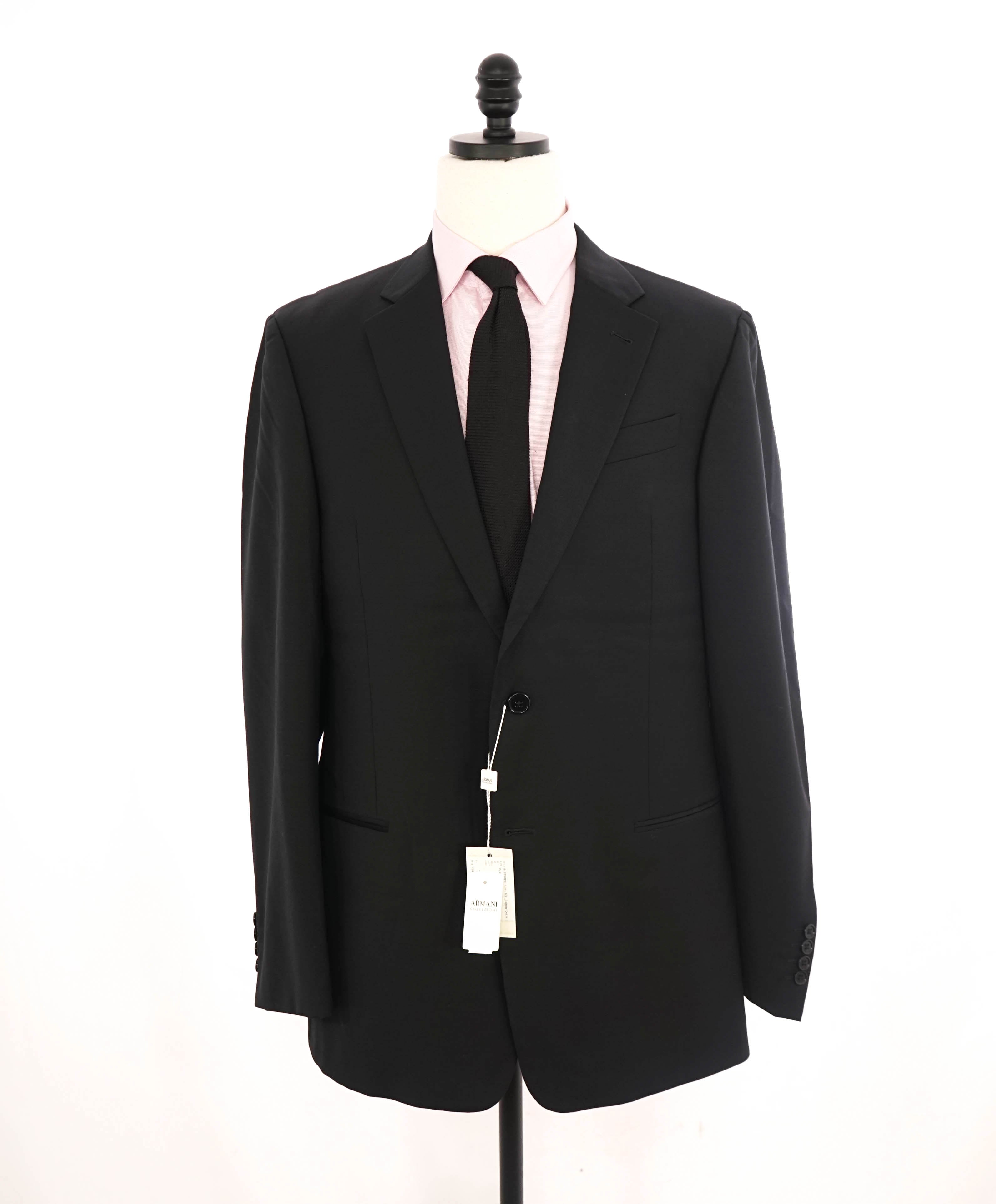 $1,495 ARMANI COLLEZIONI - “G Line” Black Solid Wool Blazer - 42L